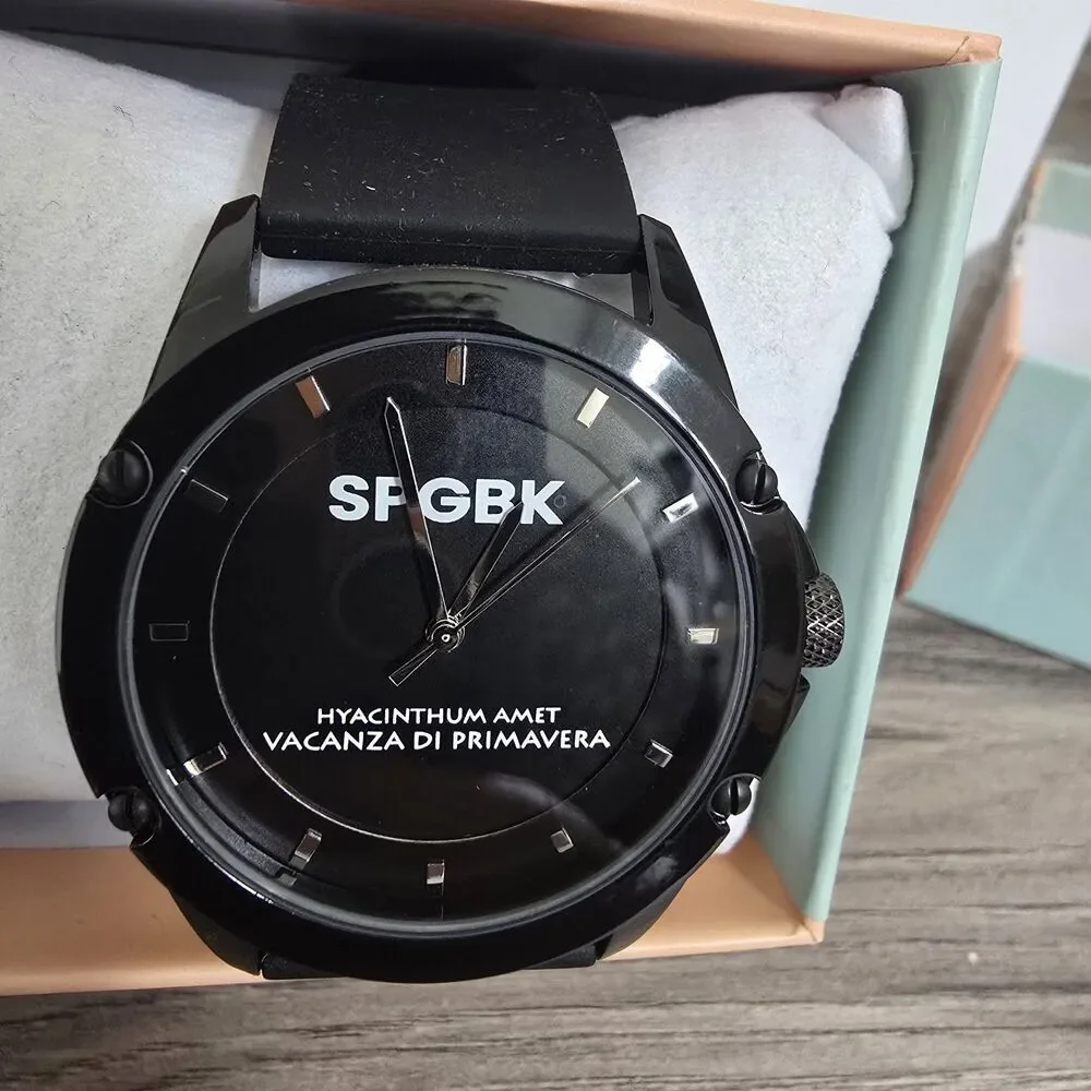 SPGBK Unisex Bordeaux Black Silicone Band 44mm